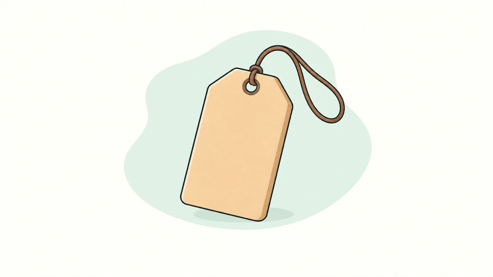 A paper price tag on a pale green backdrop.