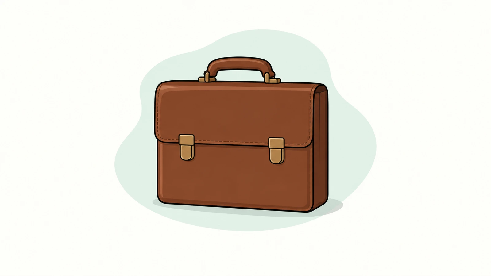 A briefcase on a pale green backdrop.