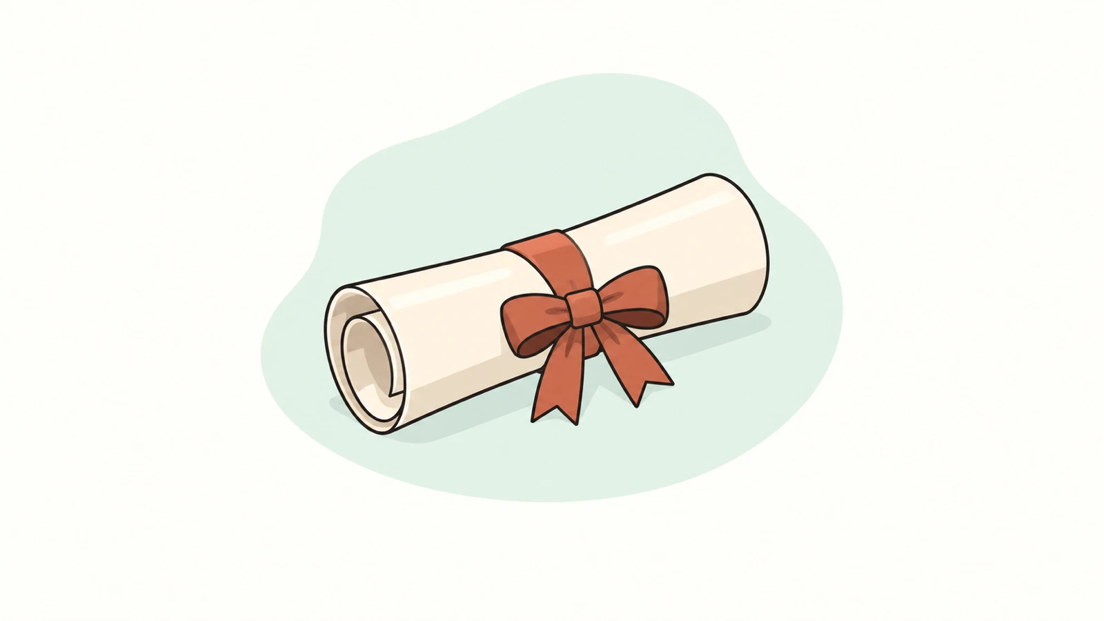 A rolled bond certificate tied with a ribbon on a pale green backdrop.