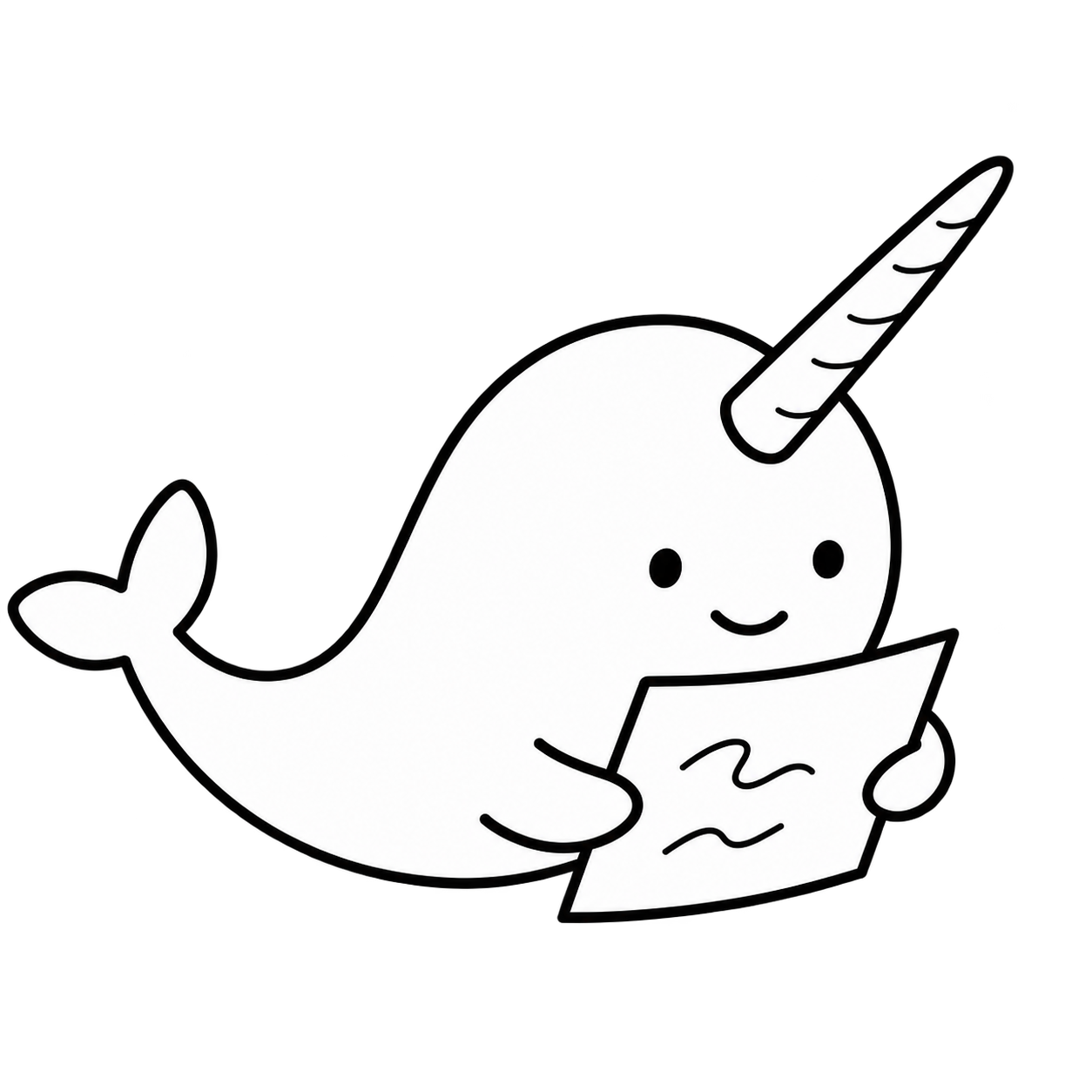 Narwhal mascot checking an official physical-price schedule